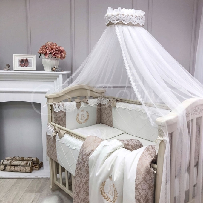 Lenjerie Patut Bebe Copii 8 piese DeLux Ivory